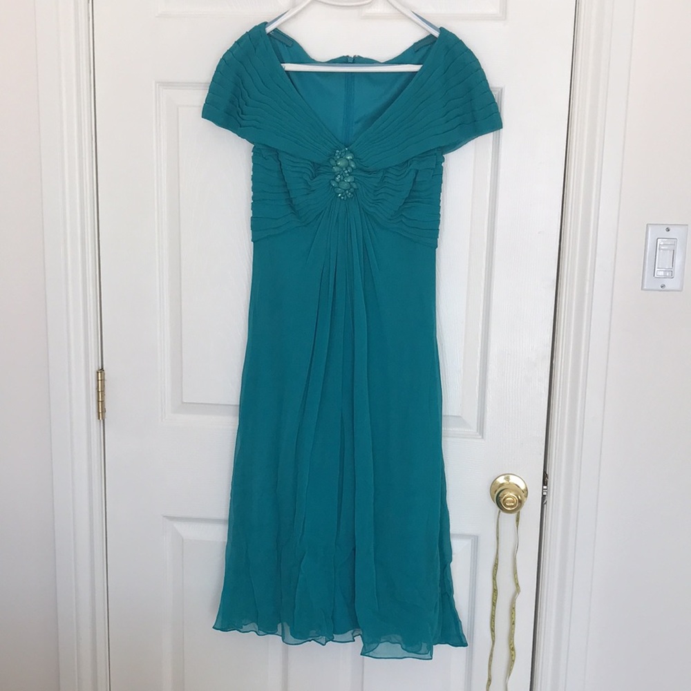 Elegant Turquoise/Teal Silk Dress